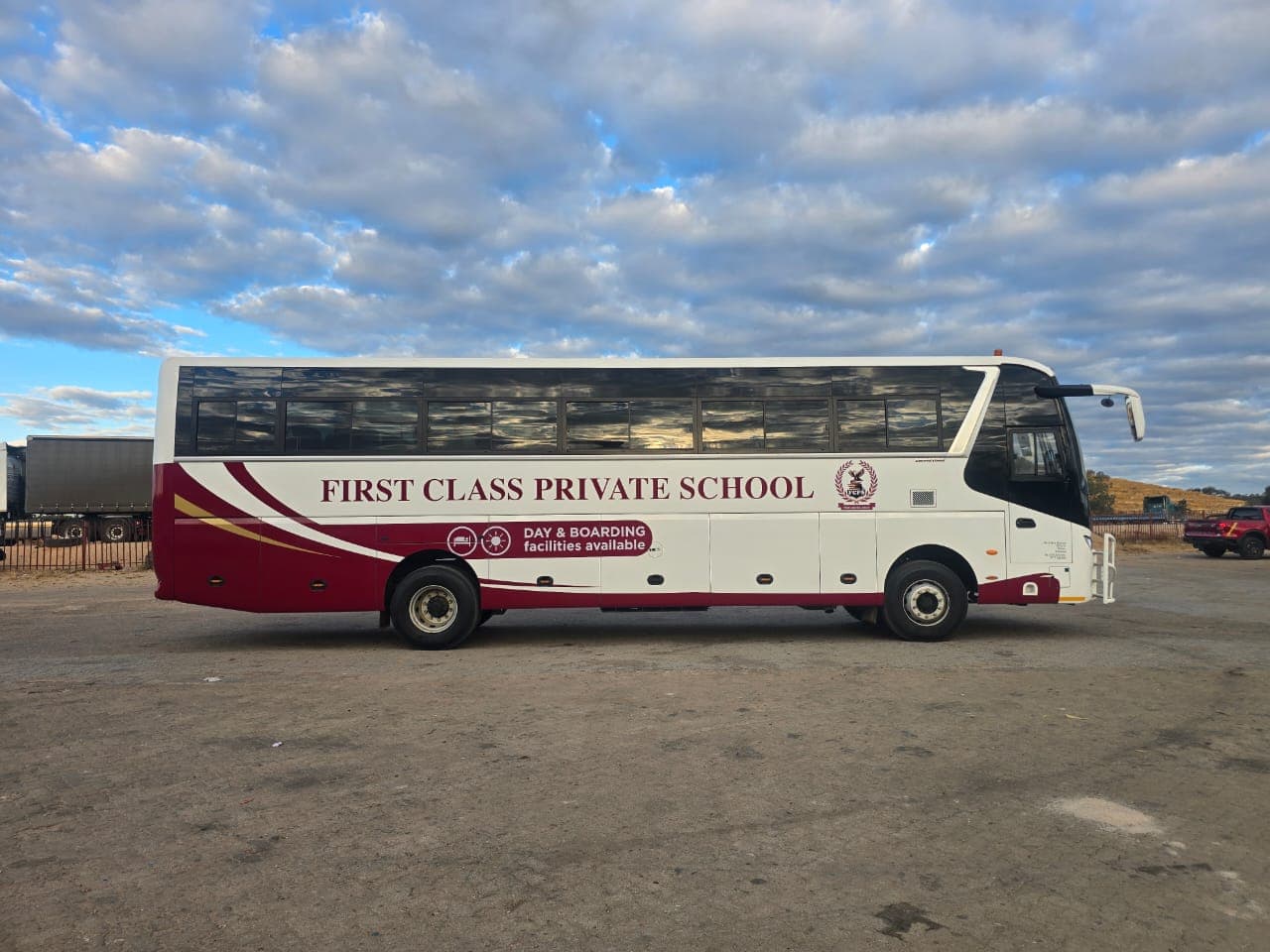 FCPS bus at dusk